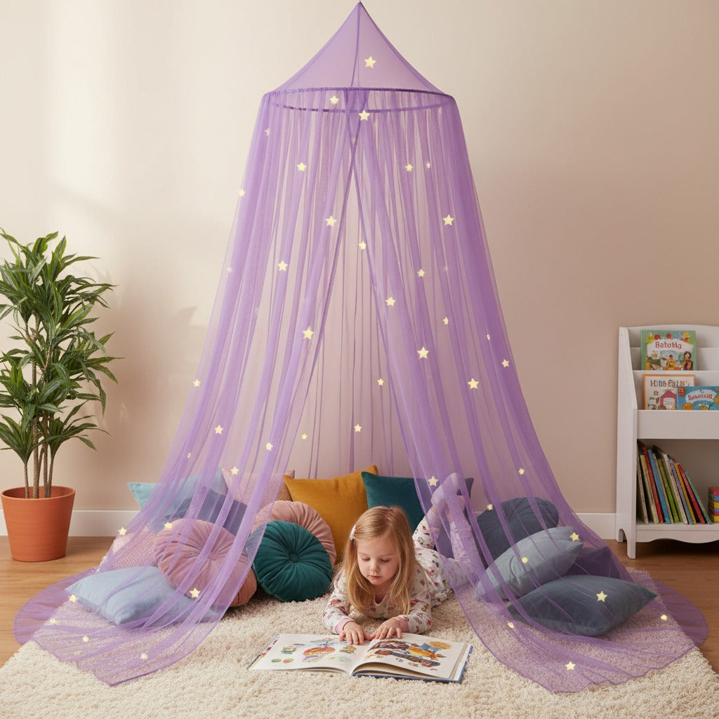 voile lit bebe coin lecture chaleureux mauve anti moustiques