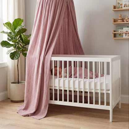 voile lit bebe mauve coton sommeil serein mousseline