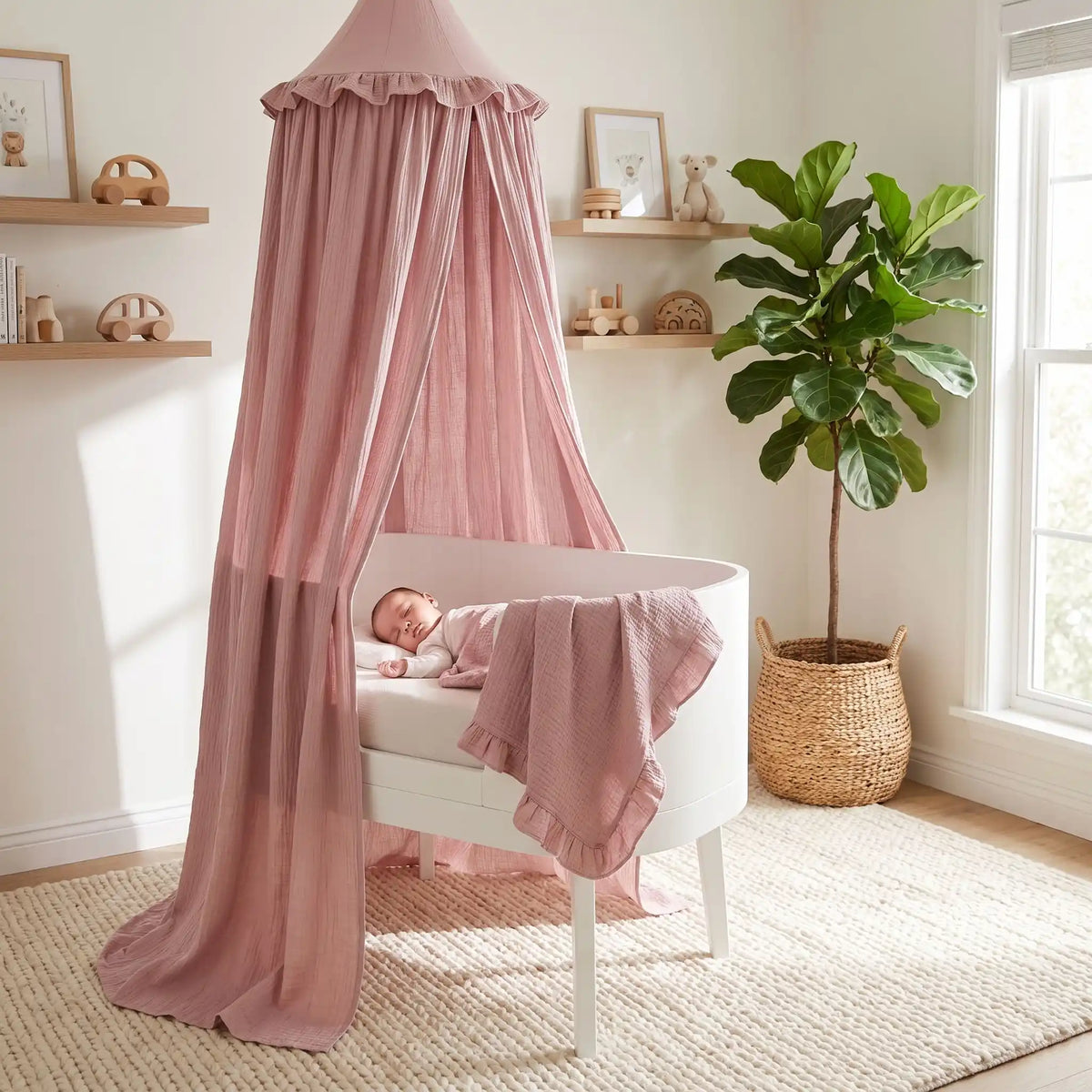 voile lit bebe mauve féerique premium sommeil serein mousseline