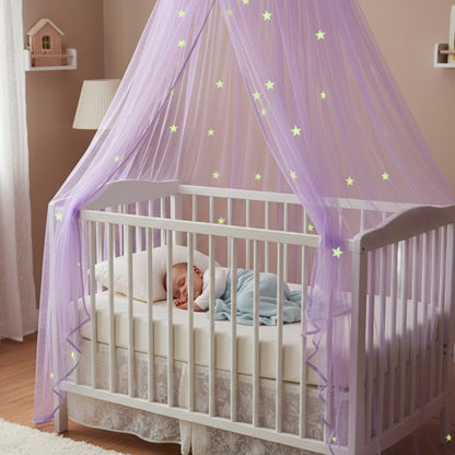 voile lit bebe sommeil paisible mauve anti moustiques