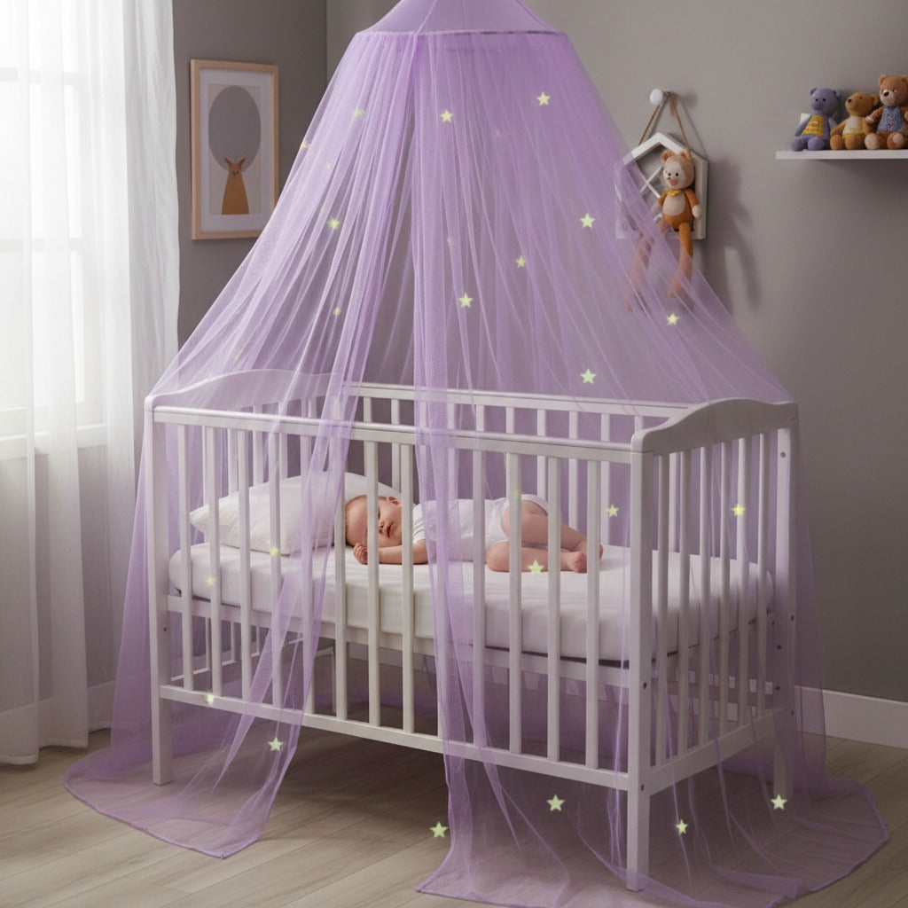 voile lit bebe sommeil serein mauve anti moustiques