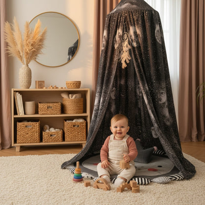voile pour lit de bebe coin jeux chaleureux rêve nordique