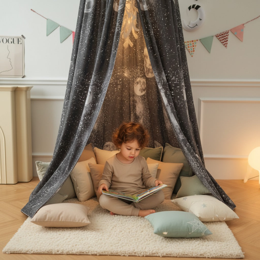 voile pour lit de bebe coin lecture rêve nordique